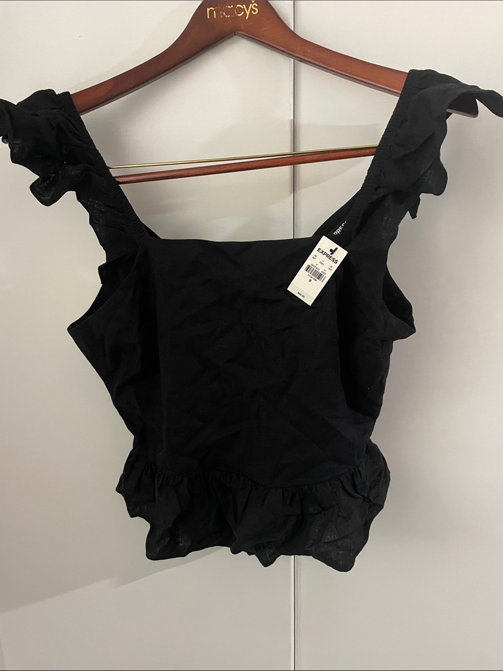 Express Black Ruffle Strap Peplum